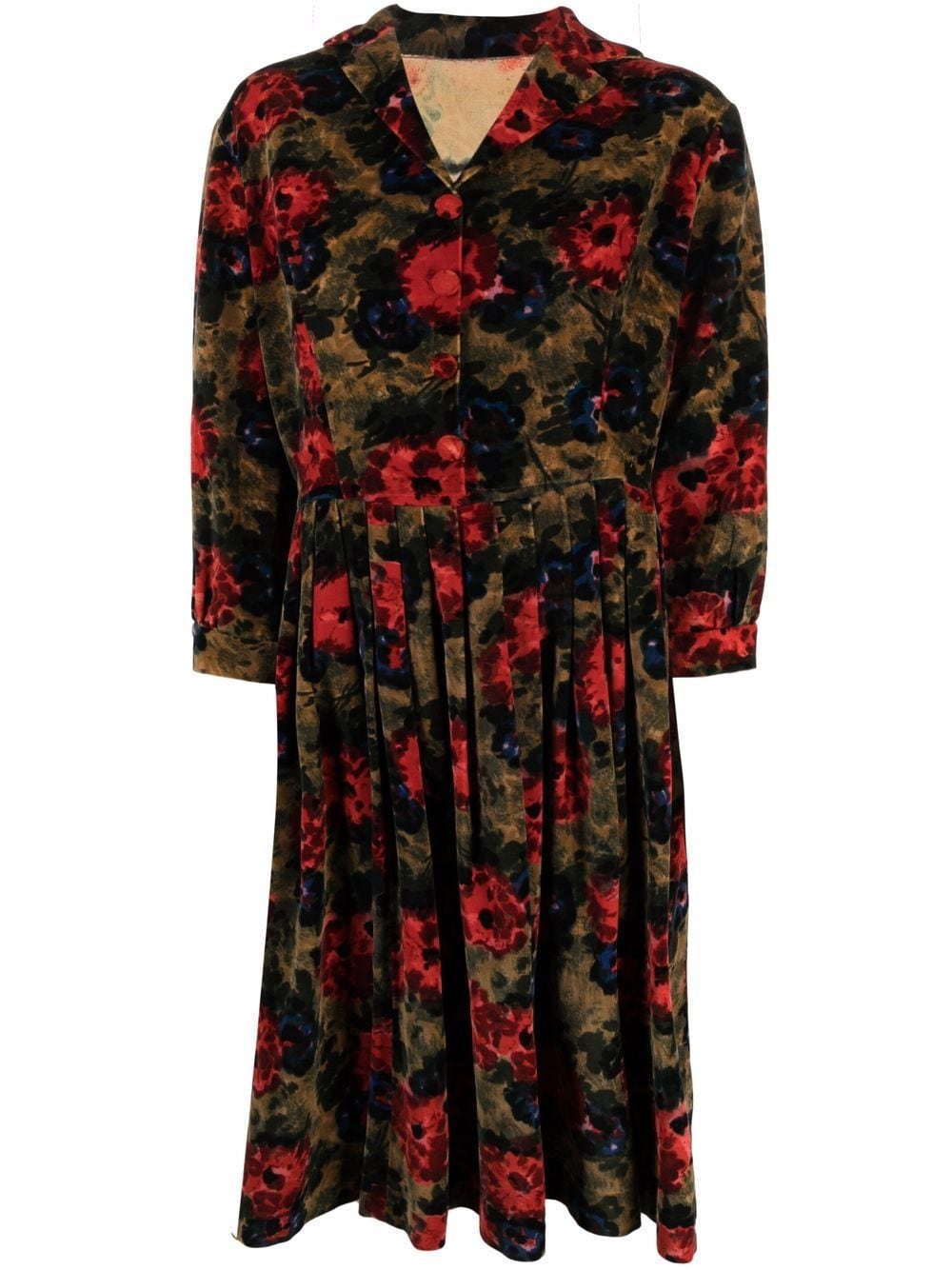 A.N.G.E.L.O. Vintage Cult 1950s floral-print pleated shirtdress - Brown von A.N.G.E.L.O. Vintage Cult