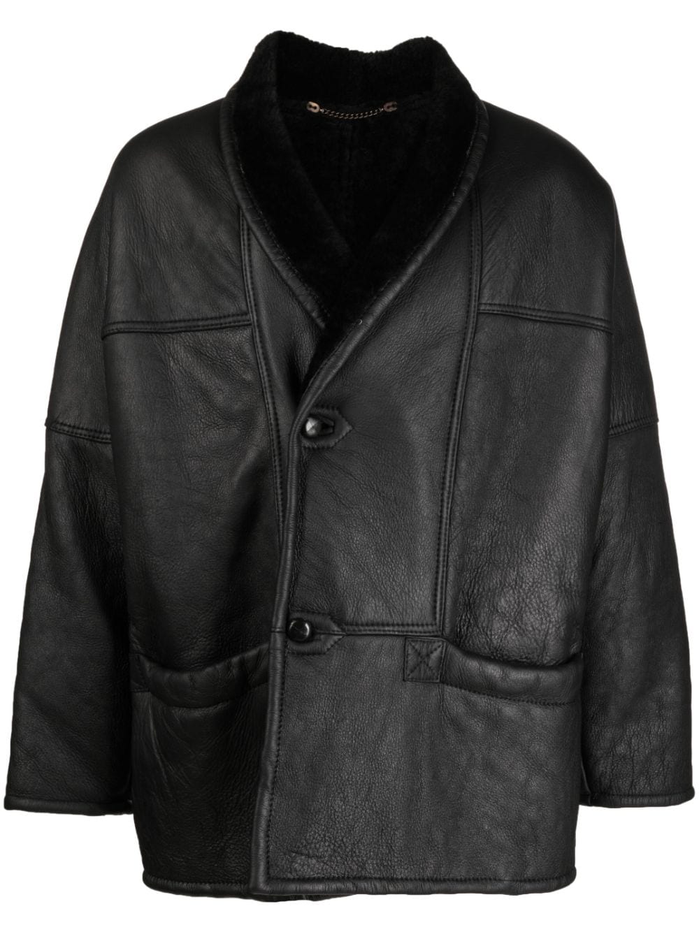 A.N.G.E.L.O. Vintage Cult 1980s shearling-lined leather coat - Black von A.N.G.E.L.O. Vintage Cult