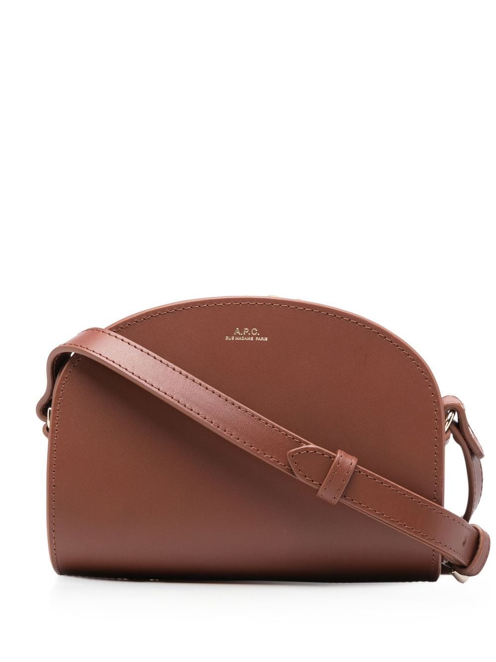 A.P.C. Demi-lune leather crossbody bag - Brown von A.P.C.