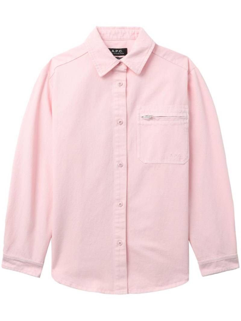 A.P.C. Tina logo-embroidered denim shirt - Pink von A.P.C.