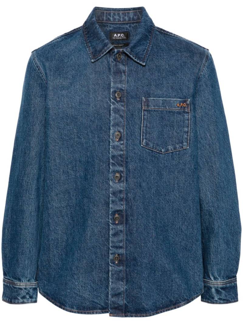 A.P.C. Vittorio Brodée Poitrine shirt - Blue von A.P.C.