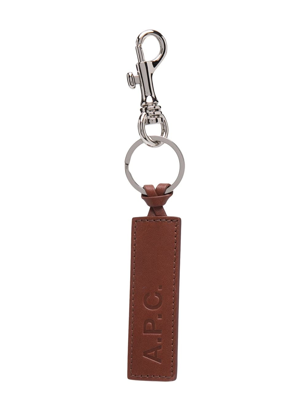 A.P.C. calfskin logo key ring - Brown von A.P.C.