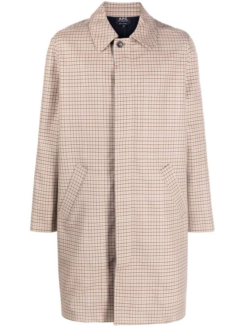 A.P.C. check-pattern cotton coat - Neutrals von A.P.C.