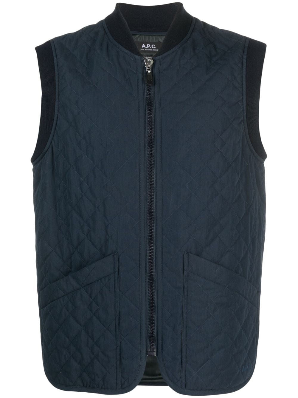 A.P.C. diamond-quilted zip-up gilet - Blue von A.P.C.