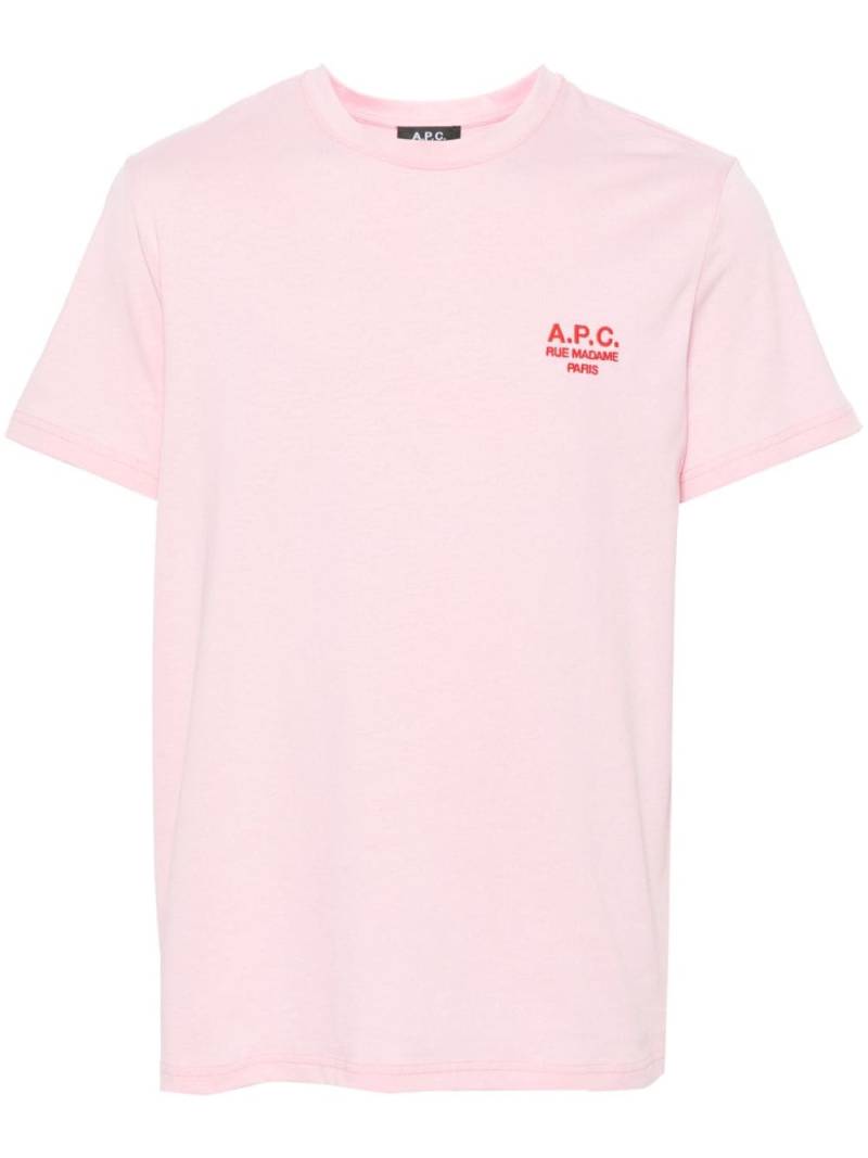 A.P.C. embroidered-logo cotton T-shirt - Pink von A.P.C.