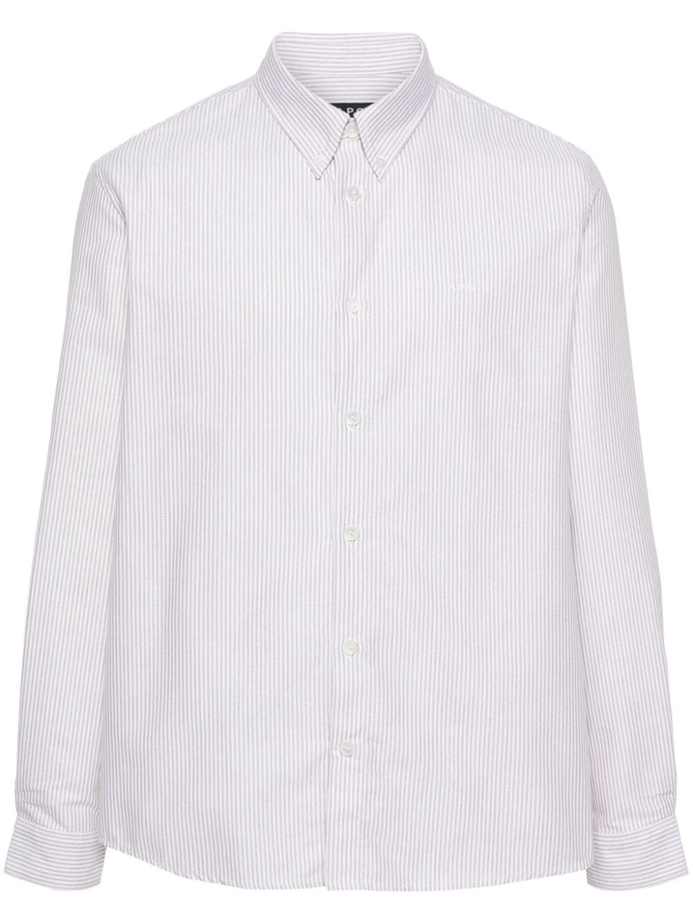 A.P.C. embroidered-logo striped shirt - Neutrals von A.P.C.