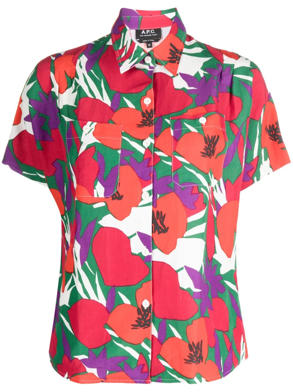 A.P.C. floral-print short-sleeved shirt - Red von A.P.C.