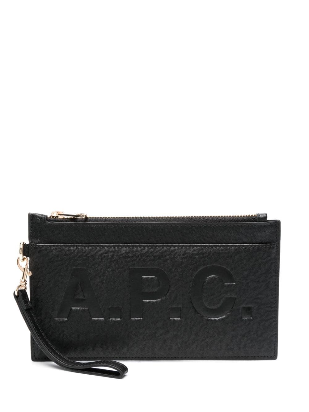 A.P.C. logo-debossed faux-leather clutch bag - Black von A.P.C.