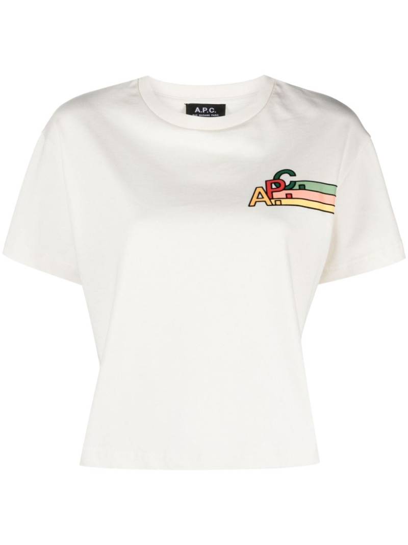 A.P.C. logo-embroidered cotton T-shirt - Neutrals von A.P.C.