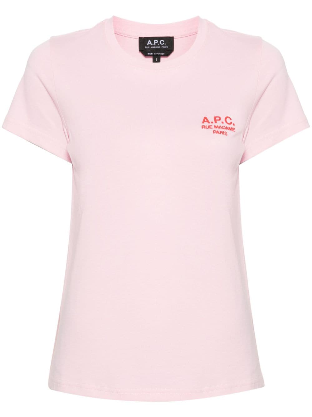 A.P.C. logo-embroidered cotton T-shirt - Pink von A.P.C.