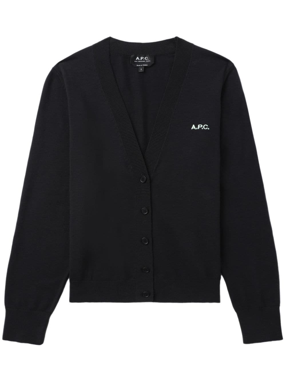 A.P.C. logo-embroidered cotton cardigan - Black von A.P.C.