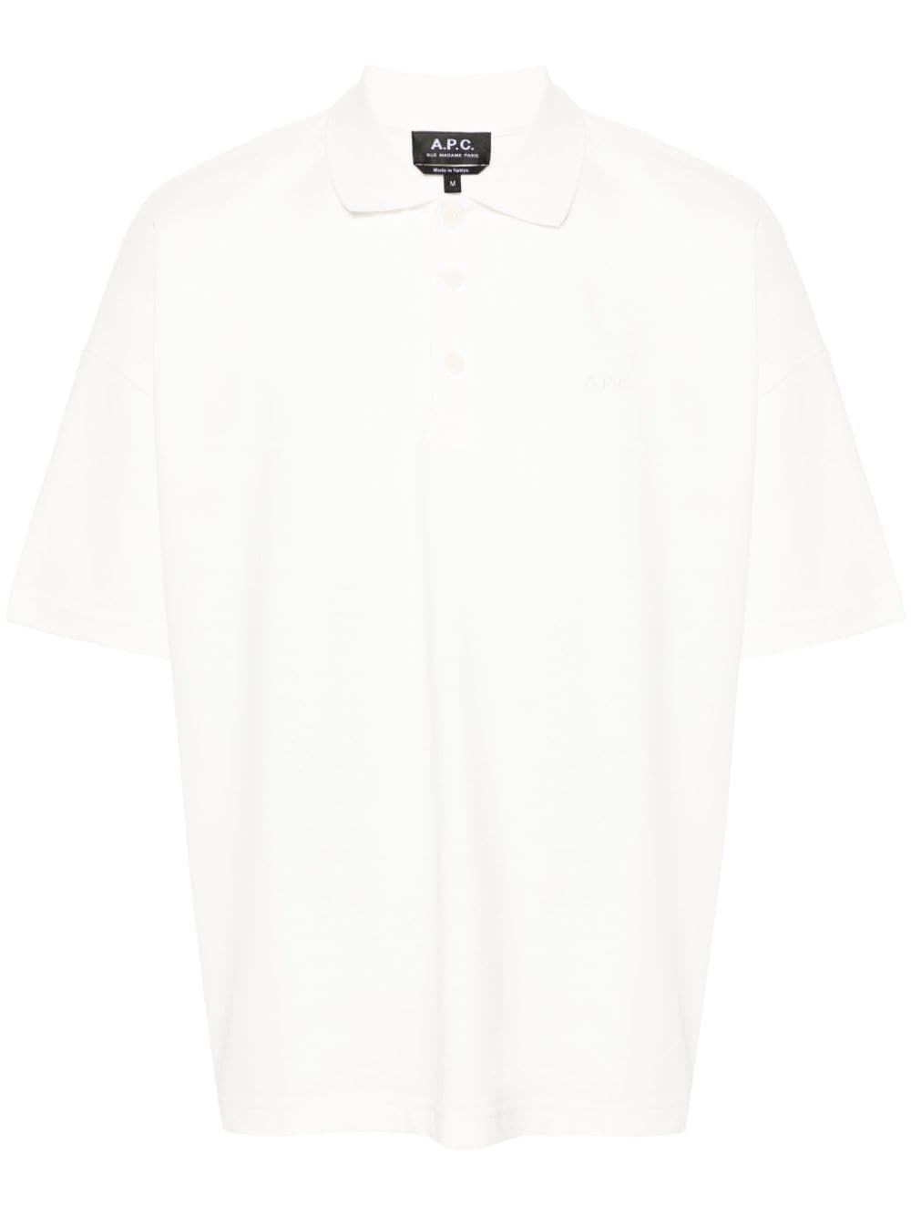 A.P.C. logo-embroidered cotton polo shirt - White von A.P.C.