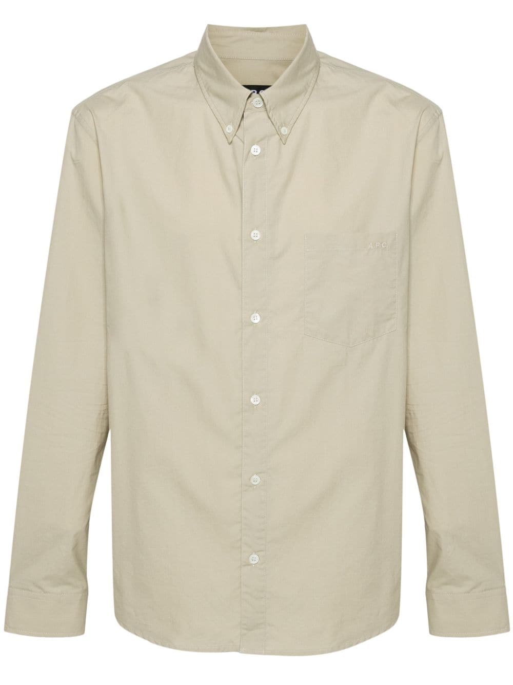 A.P.C. logo-embroidered cotton shirt - Green von A.P.C.