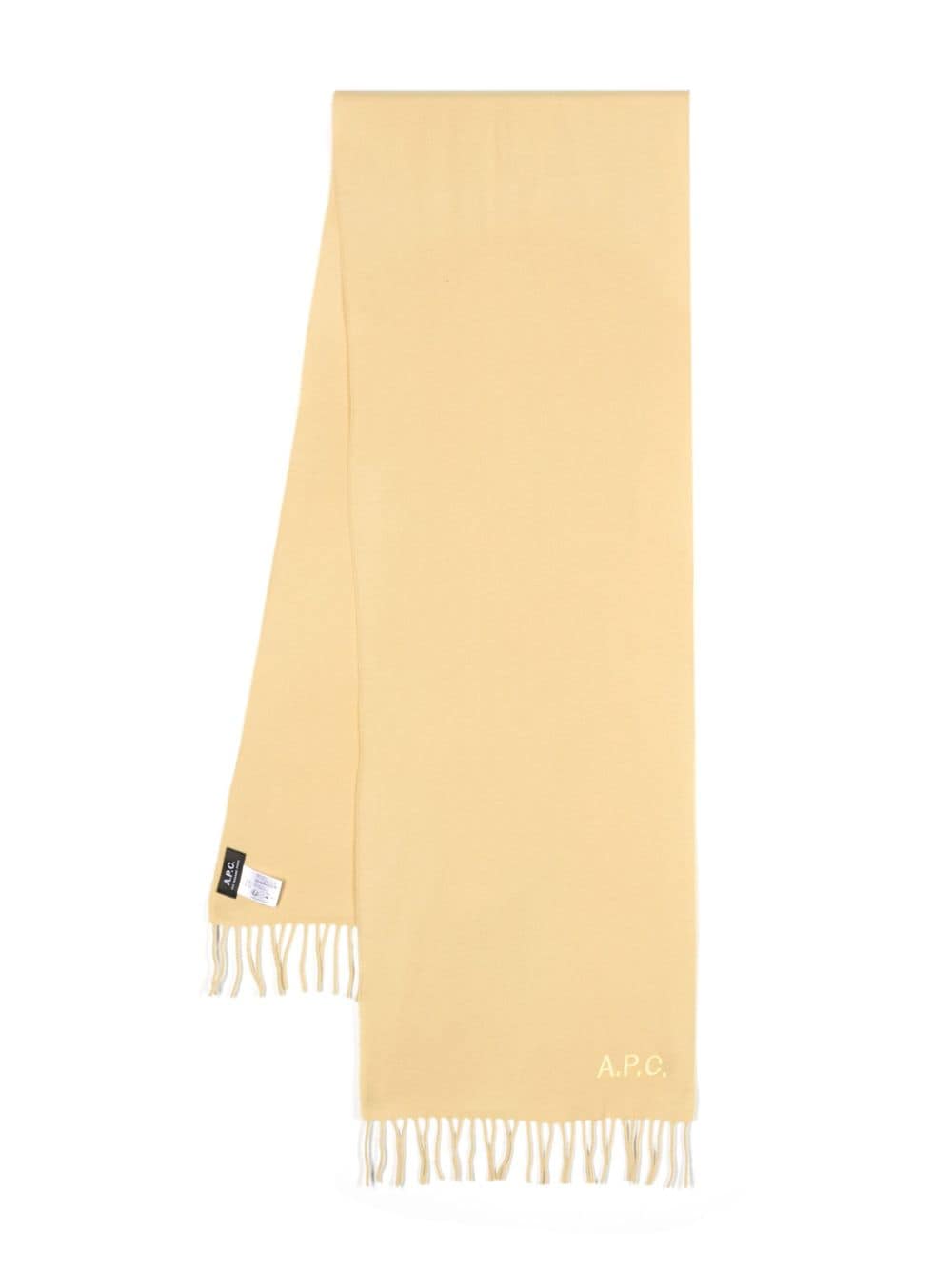 A.P.C. logo-embroidered fringed scarf - Yellow von A.P.C.