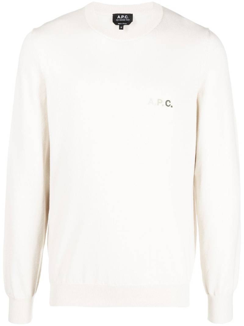 A.P.C. logo-embroidered jumper - Neutrals von A.P.C.