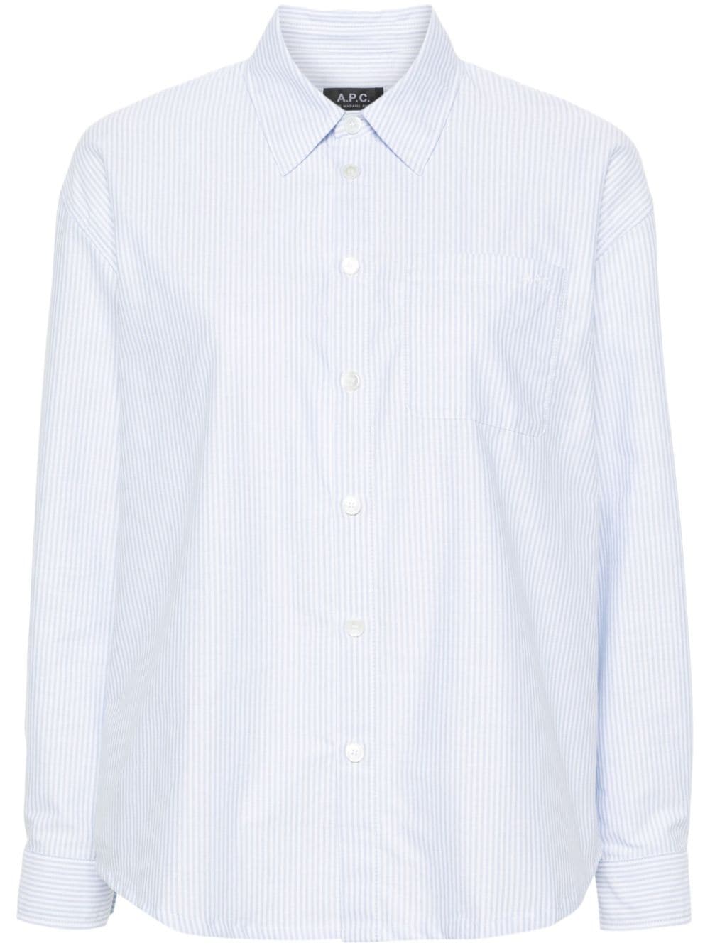 A.P.C. logo-embroidered striped shirt - White von A.P.C.