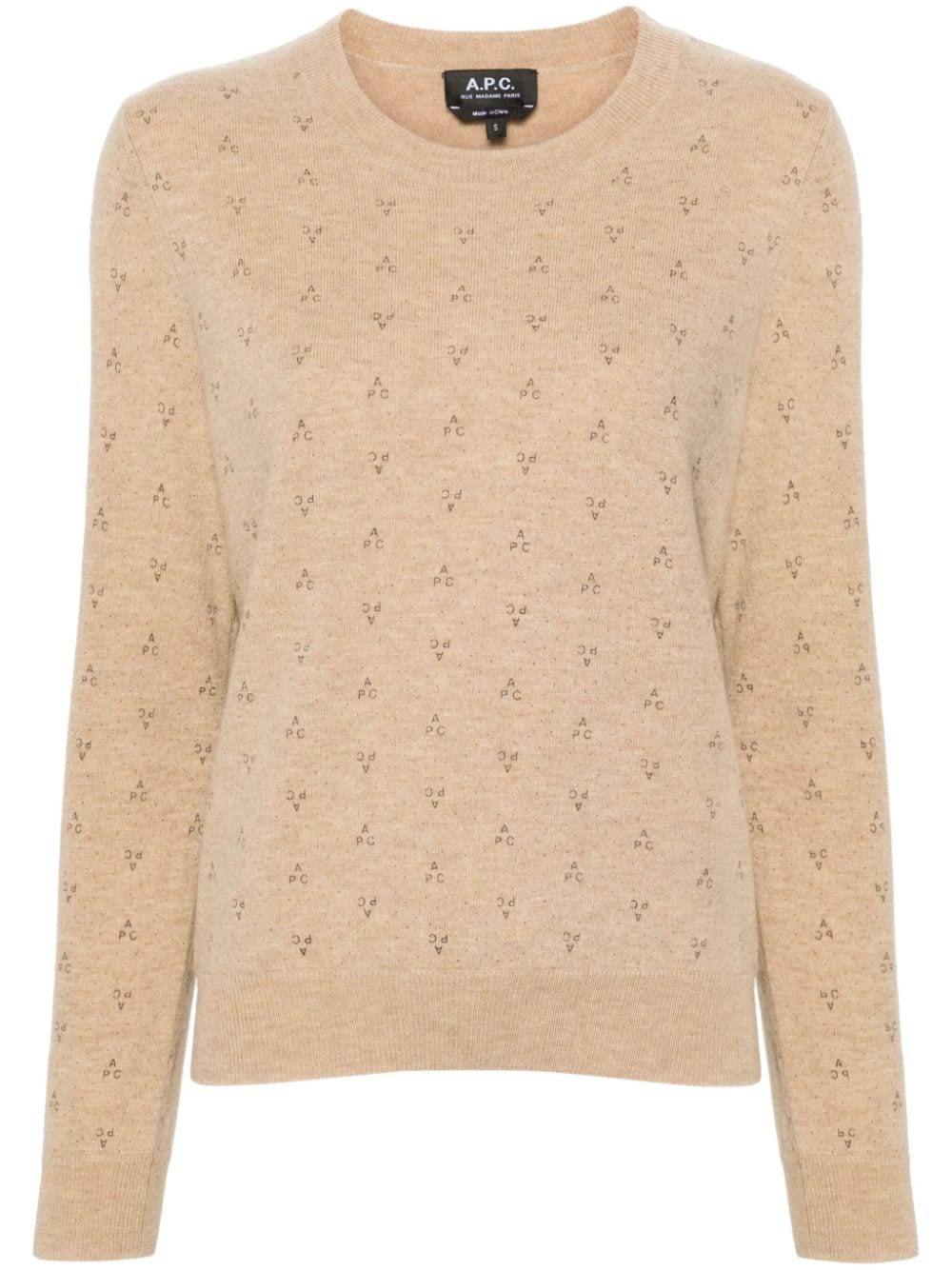 A.P.C. logo-intarsia virgin wool jumper - Neutrals von A.P.C.