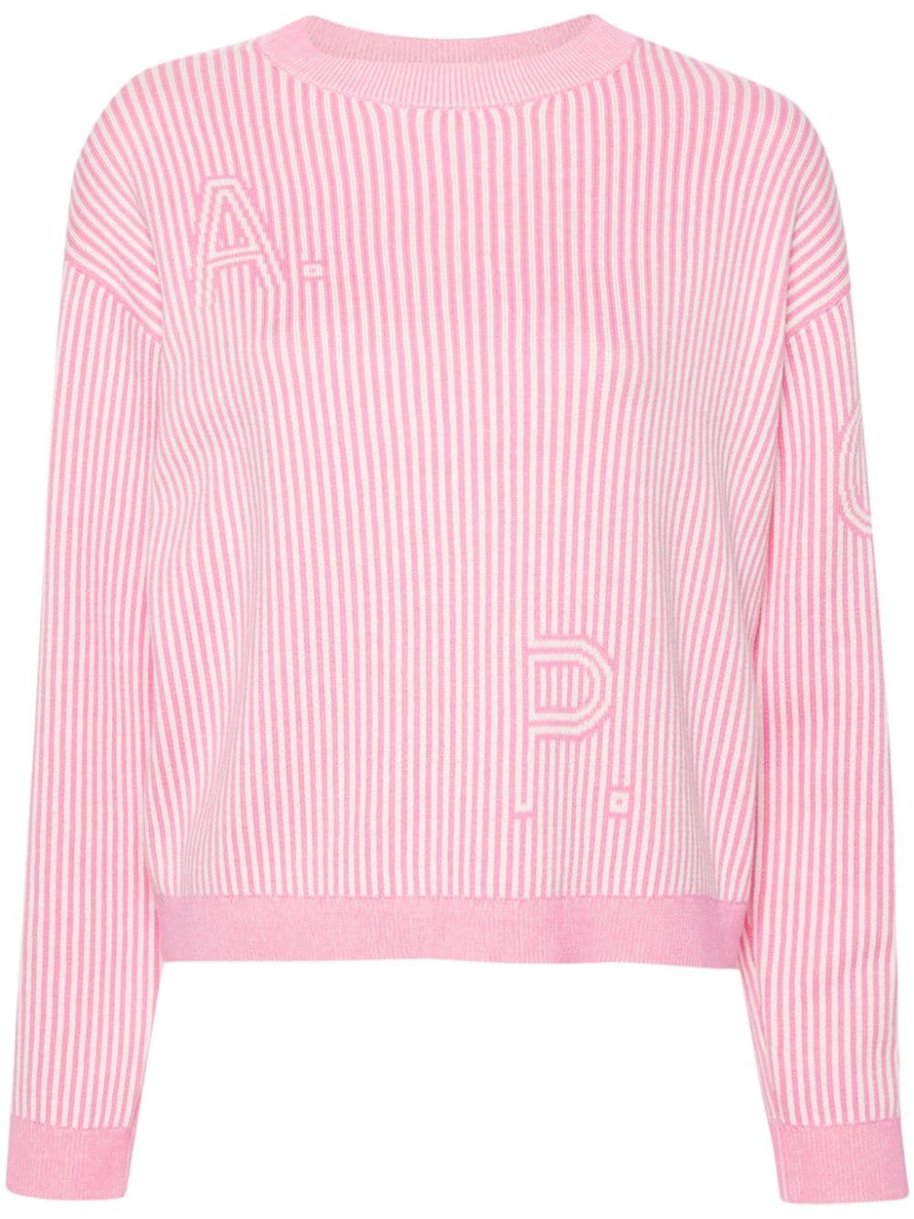 A.P.C. logo-jacquard striped jumper - Pink von A.P.C.