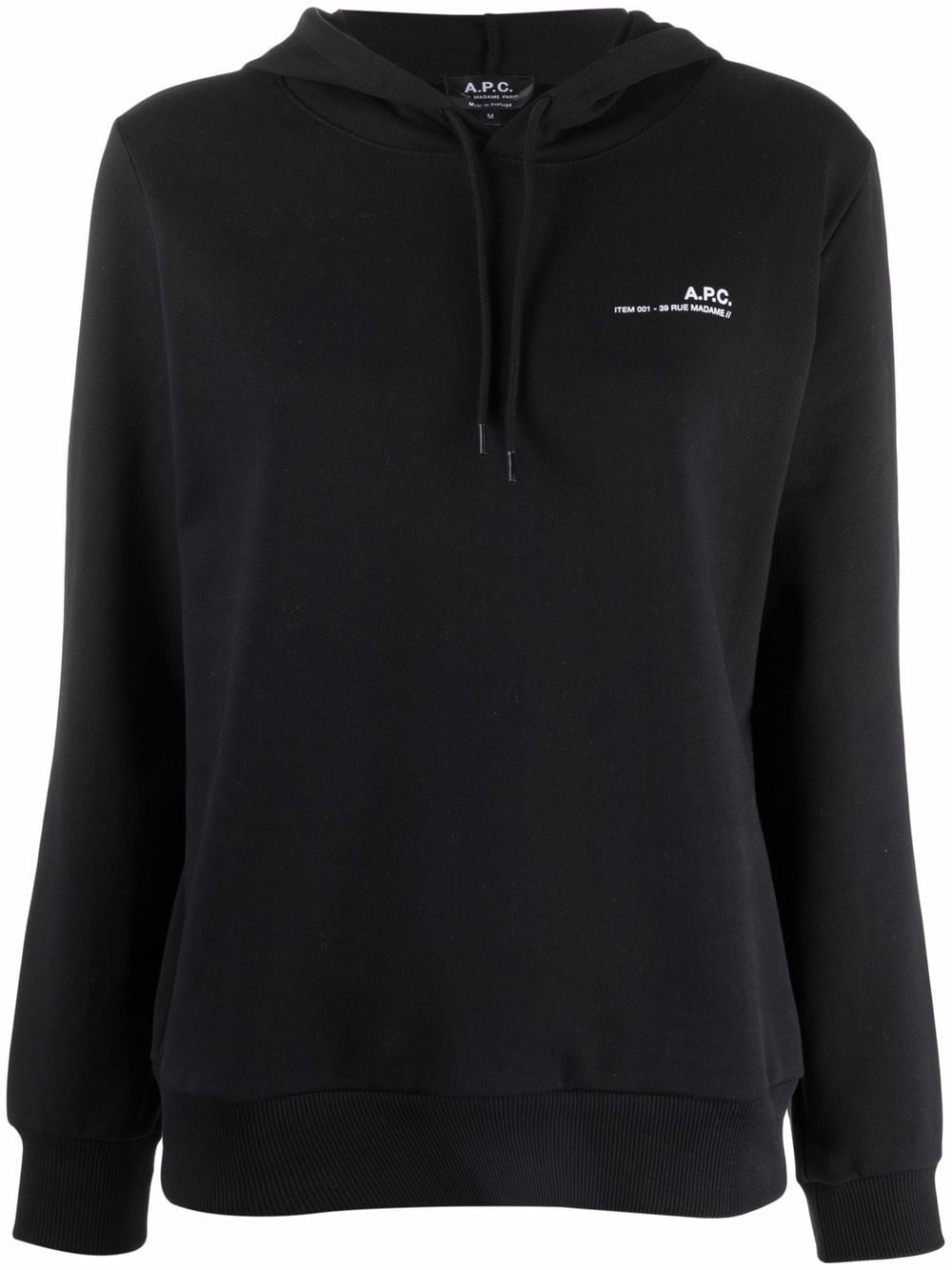 A.P.C. logo-print cotton hoodie - Black von A.P.C.