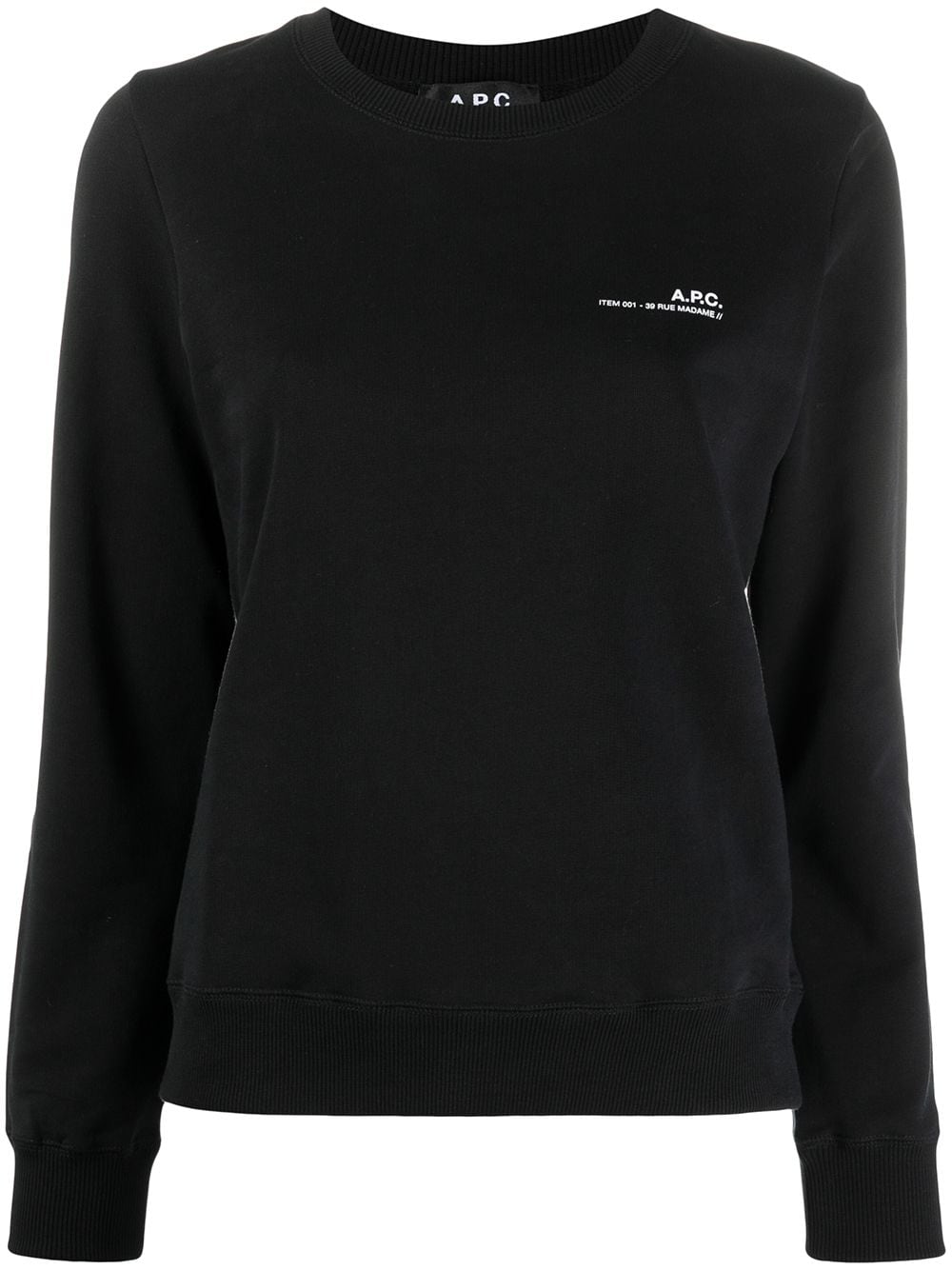 A.P.C. logo-print cotton sweatshirt - Black von A.P.C.