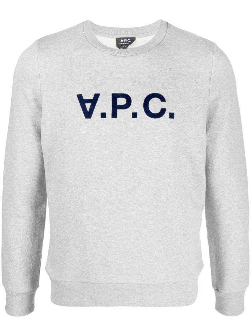 A.P.C. logo-print cotton sweatshirt - Grey von A.P.C.