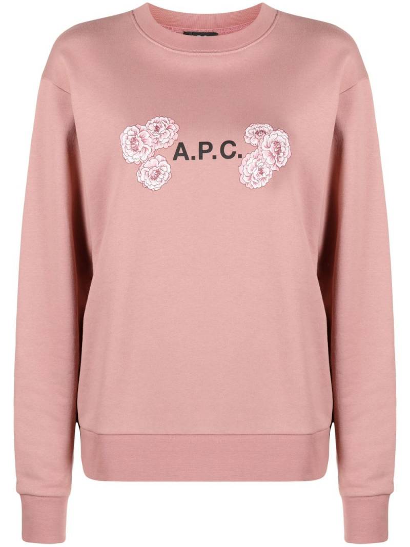 A.P.C. logo-print cotton sweatshirt - Pink von A.P.C.