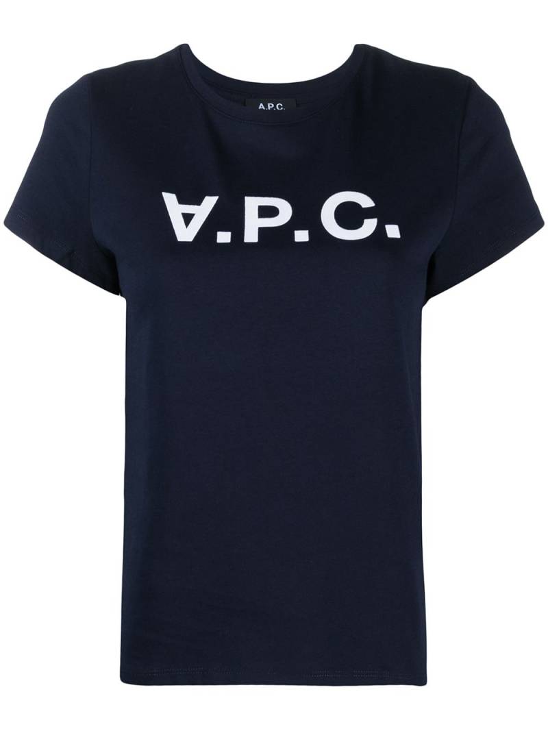 A.P.C. logo-print cotton t-shirt - Blue von A.P.C.