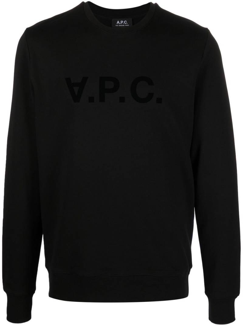 A.P.C. logo-print crew-neck sweatshirt - Black von A.P.C.