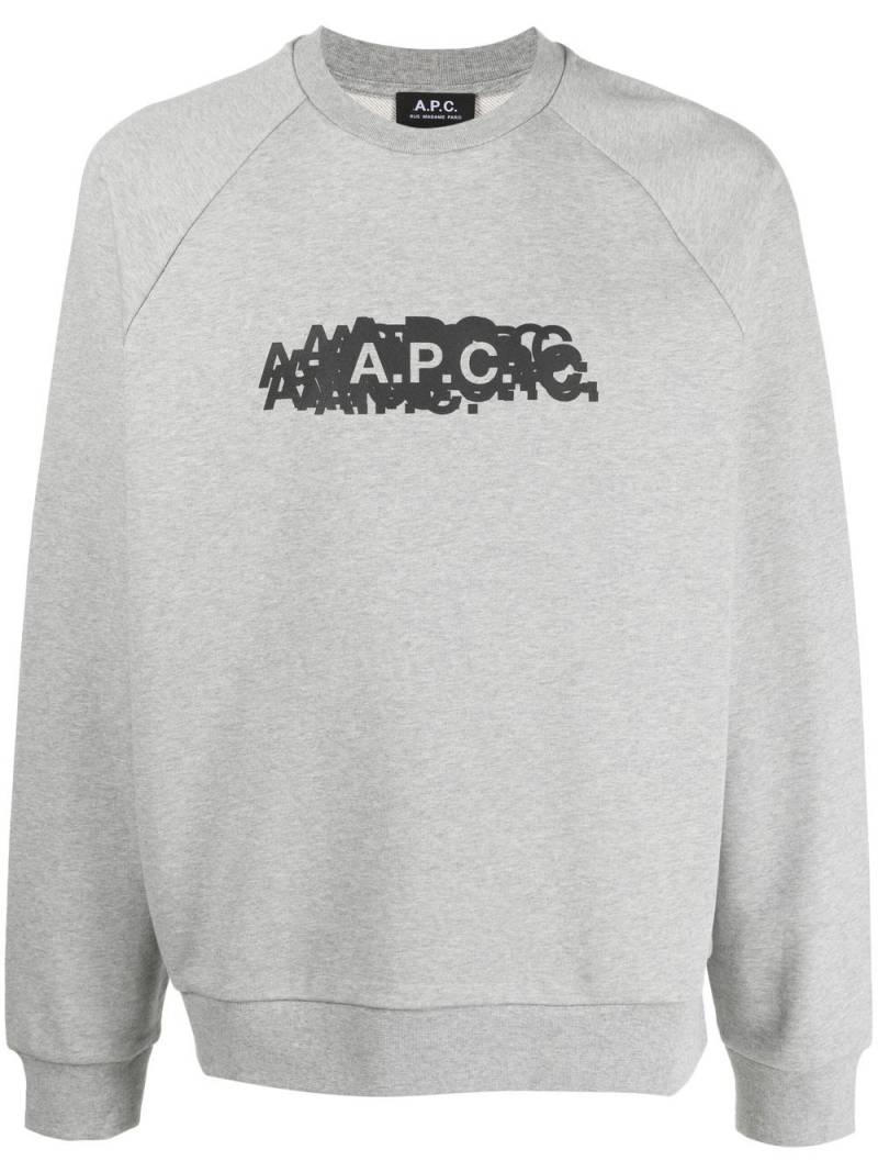 A.P.C. logo-print crew neck sweatshirt - Grey von A.P.C.
