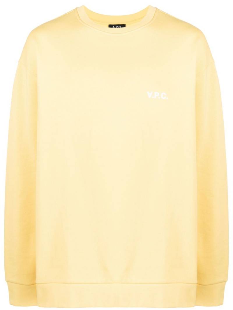 A.P.C. logo-print crew-neck sweatshirt - Yellow von A.P.C.