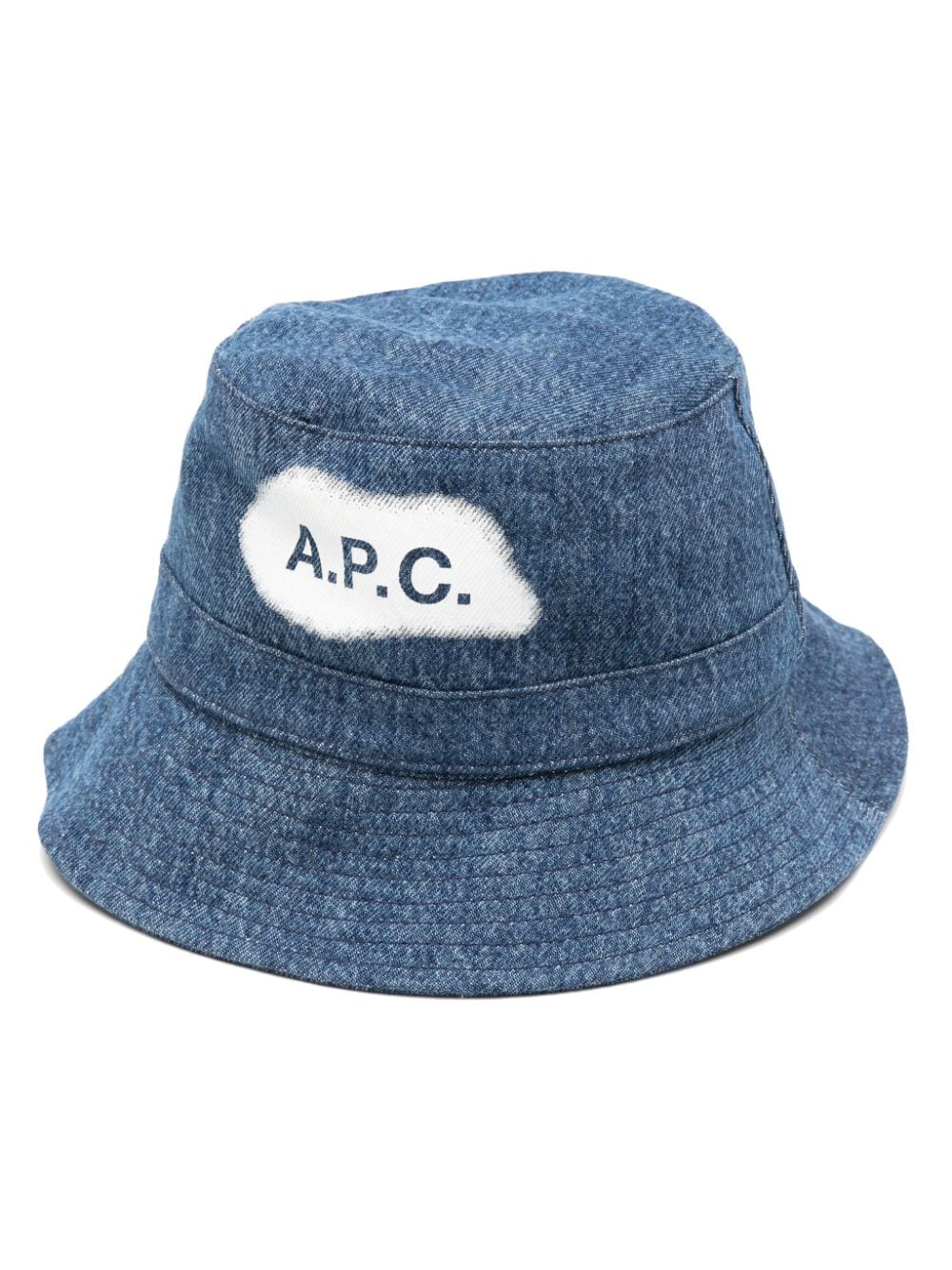 A.P.C. logo-print denim bucket hat - Blue von A.P.C.