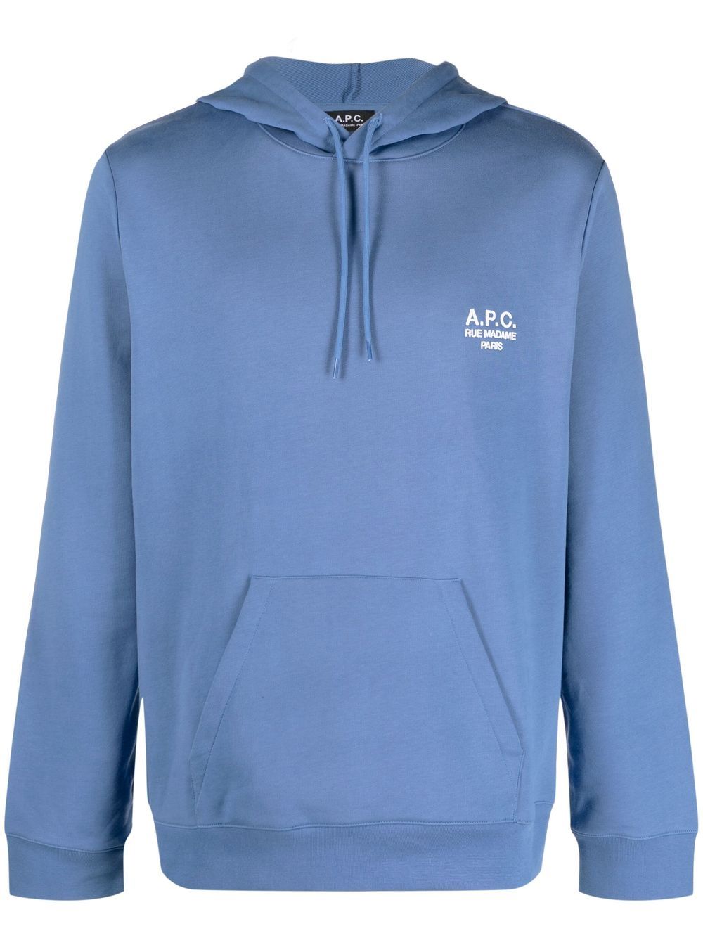 A.P.C. logo-print drawstring hoodie - Blue von A.P.C.
