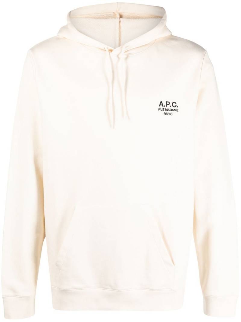 A.P.C. logo-print drawstring hoodie - Neutrals von A.P.C.