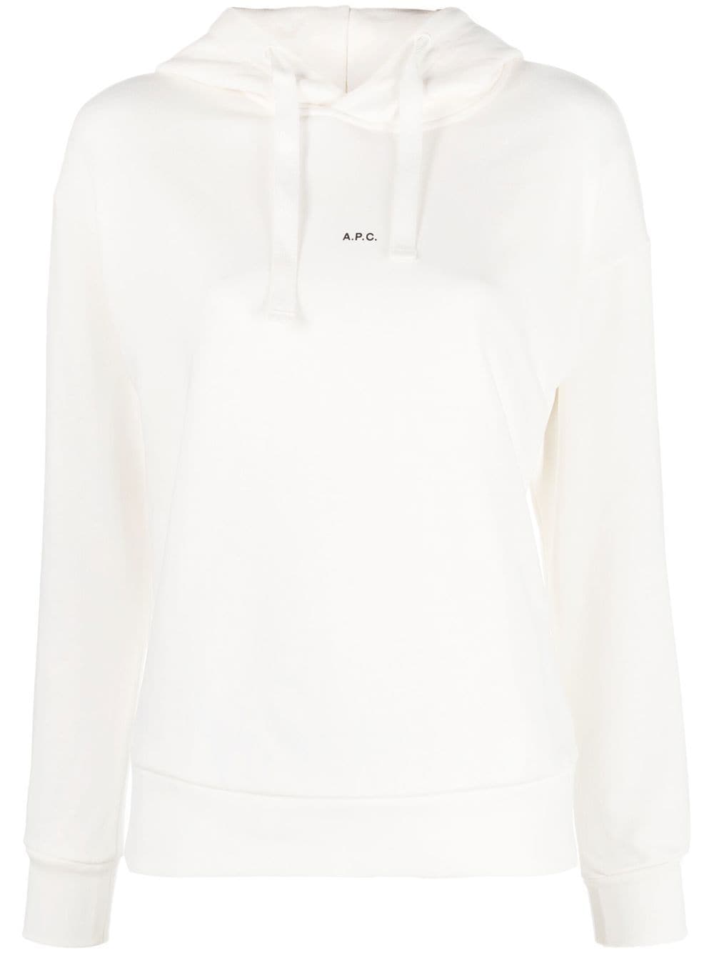 A.P.C. logo-print cotton hoodie - White von A.P.C.