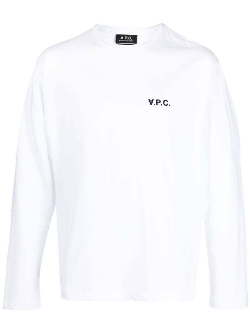 A.P.C. logo-print long-sleeves sweatshirt - White von A.P.C.