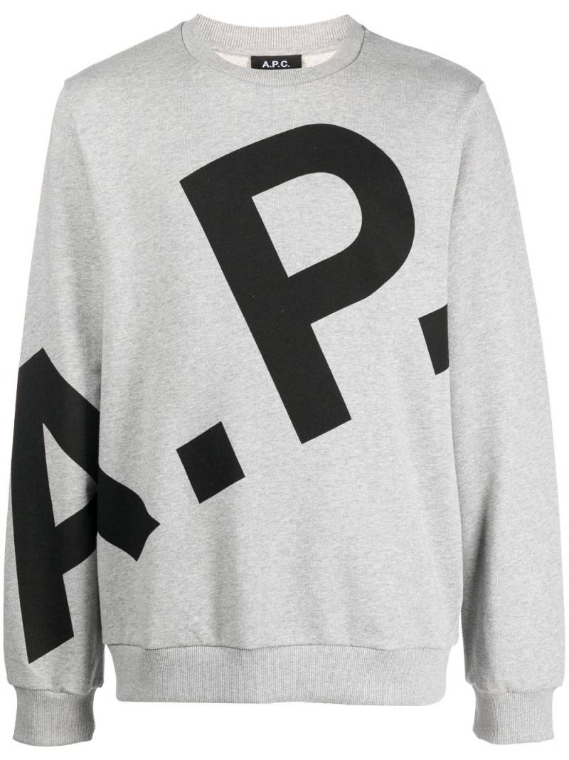 A.P.C. logo-print sweatshirt - Grey von A.P.C.