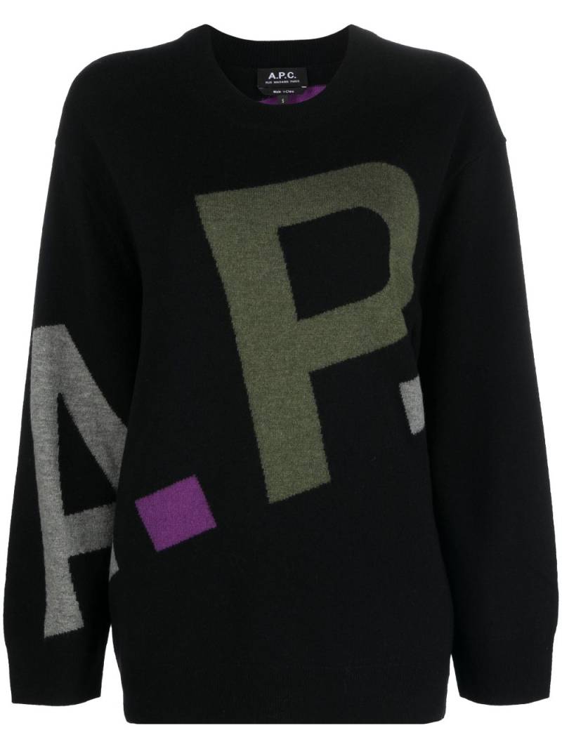 A.P.C. logo-print wool jumper - Black von A.P.C.