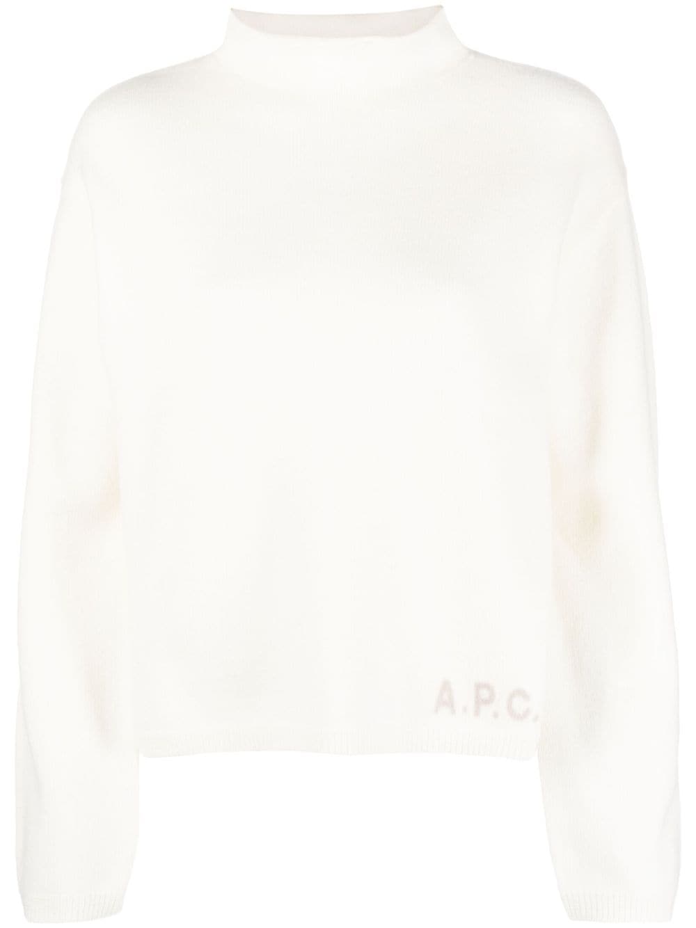 A.P.C. logo-print wool jumper - Neutrals von A.P.C.