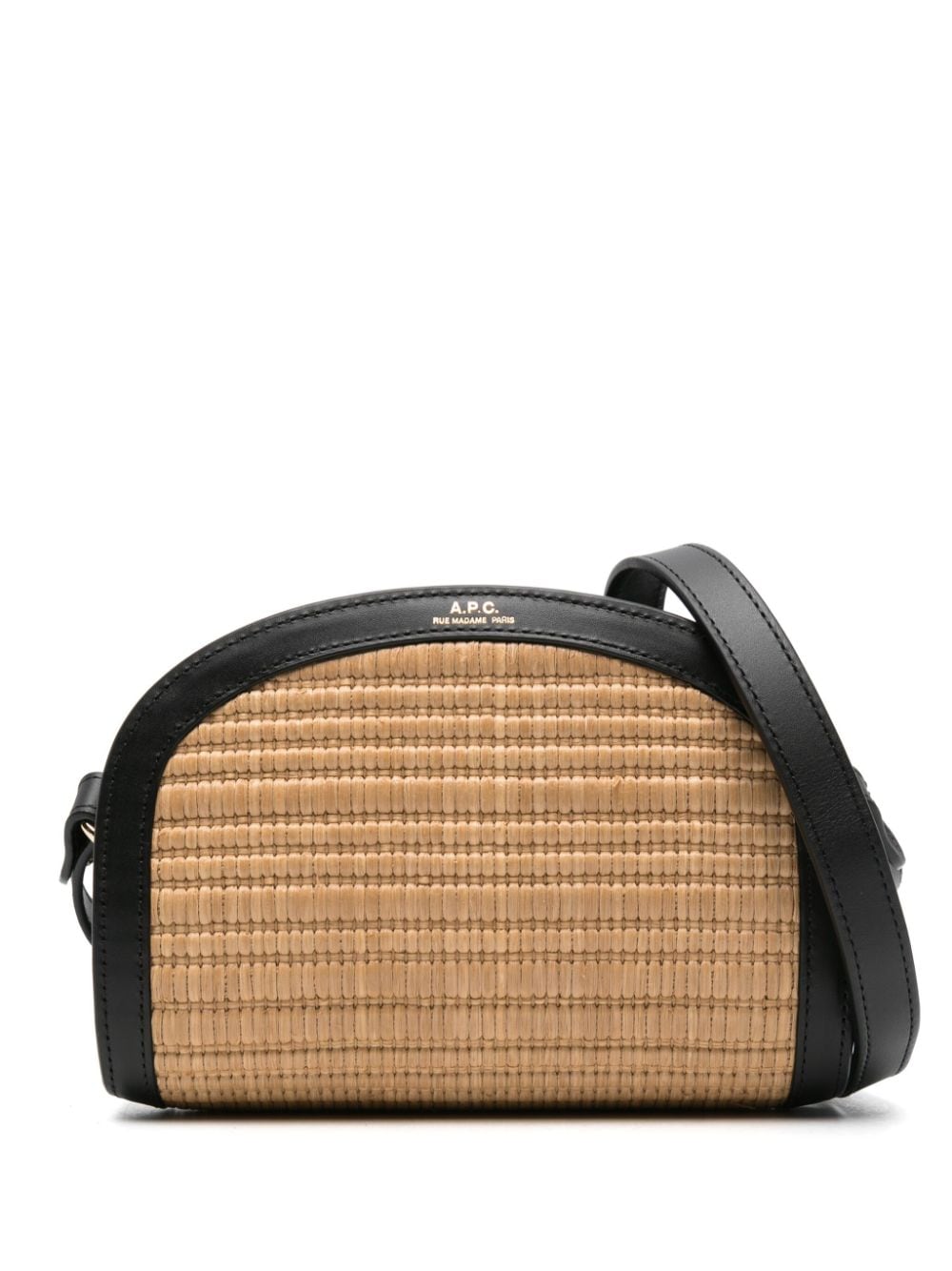 A.P.C. mini Demi-Lune raffia crossbody bag - Neutrals von A.P.C.