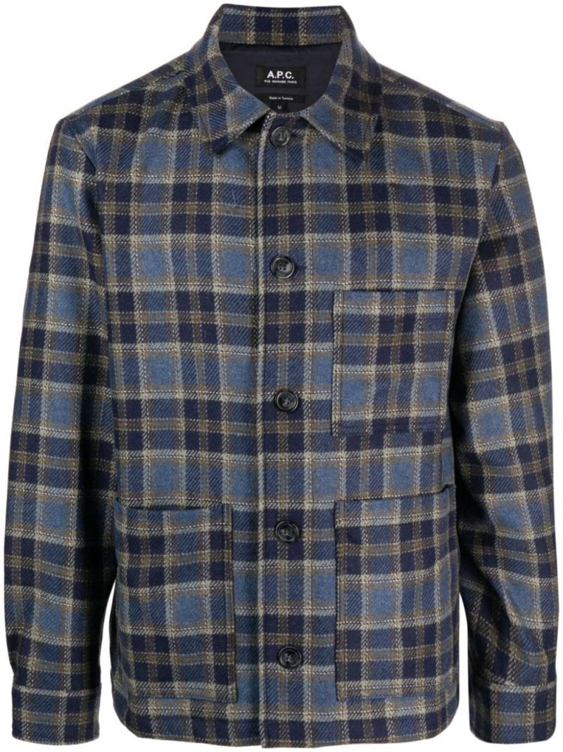 A.P.C. plaid-print shirt jacket - Blue von A.P.C.