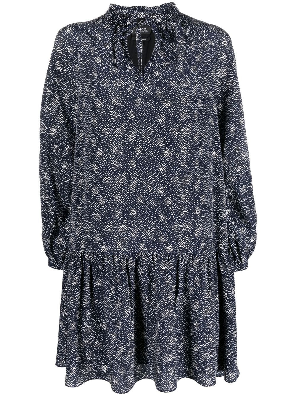 A.P.C. printed peplum-hem dress - Blue von A.P.C.