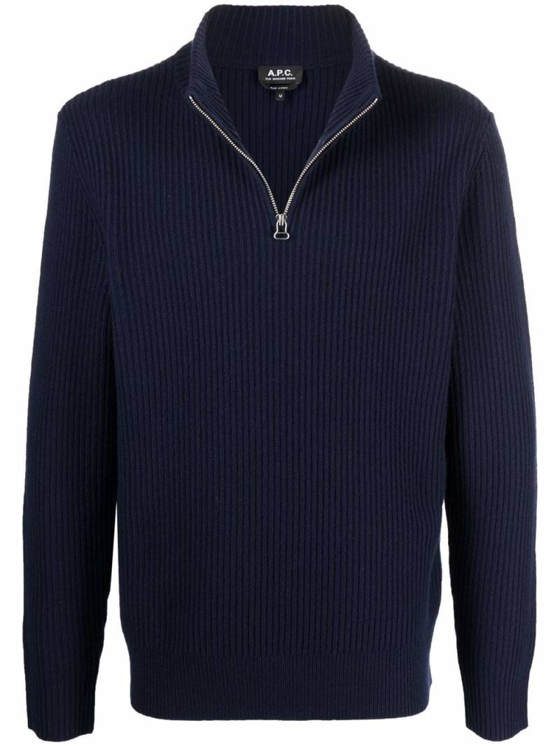 A.P.C. ribbed-knit wool jumper - Blue von A.P.C.