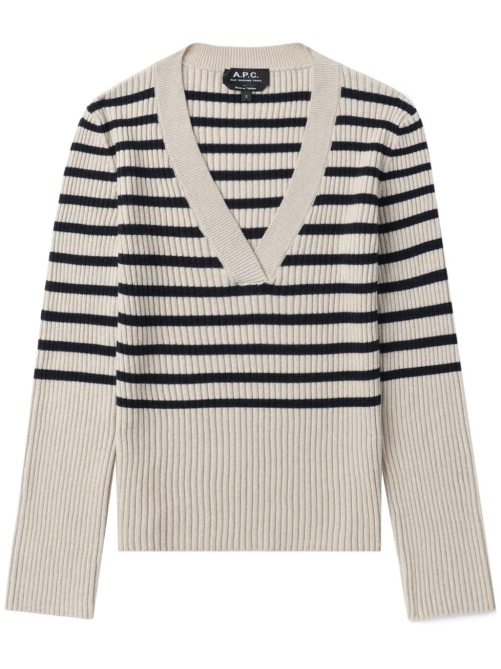 A.P.C. striped ribbed-knit jumper - White von A.P.C.
