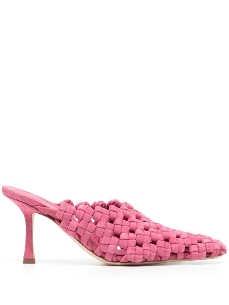 A.W.A.K.E. Mode Regina 80mm woven leather mules - Pink von A.W.A.K.E. Mode