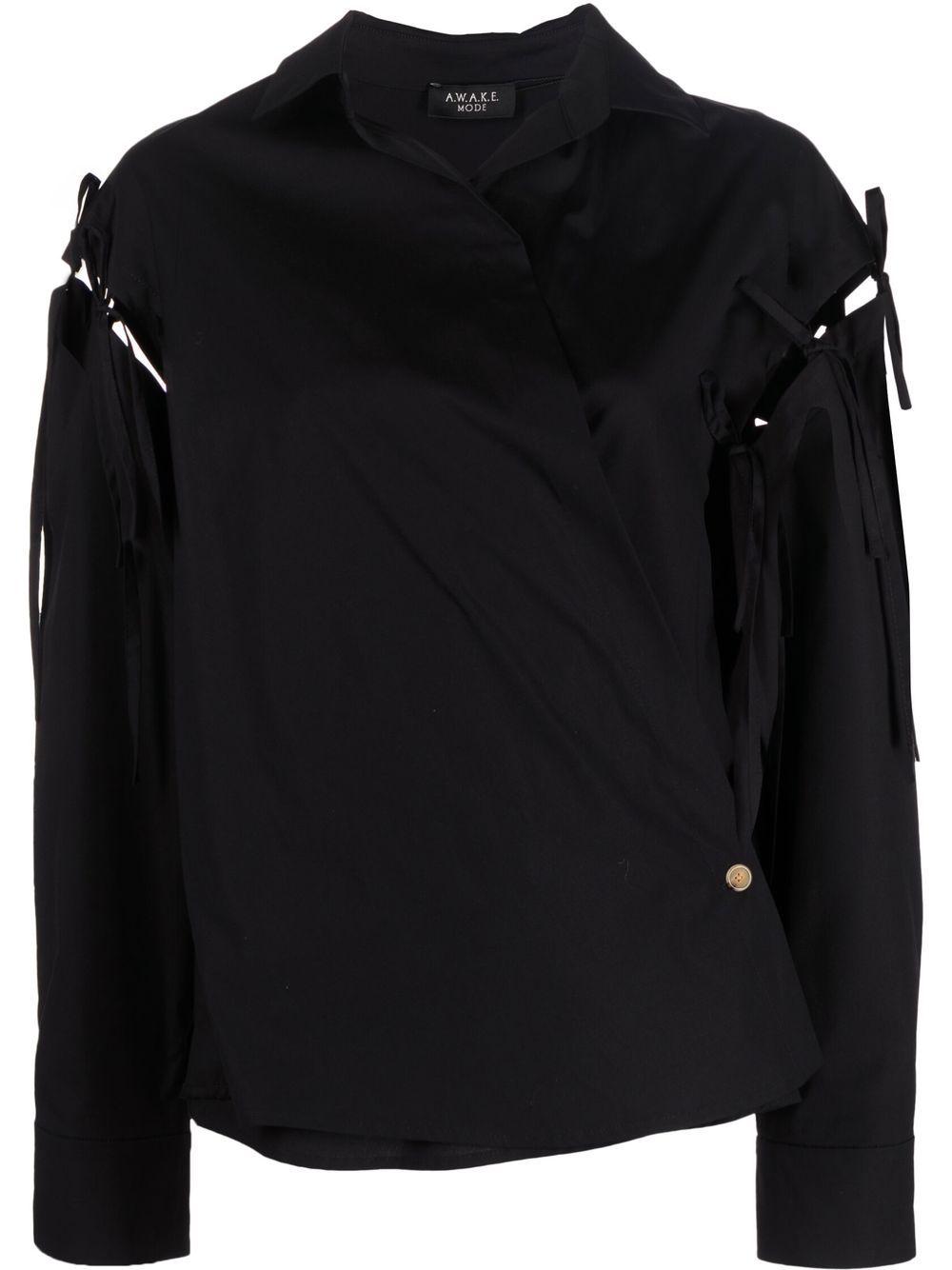 A.W.A.K.E. Mode fringed cut-out shirt - Black