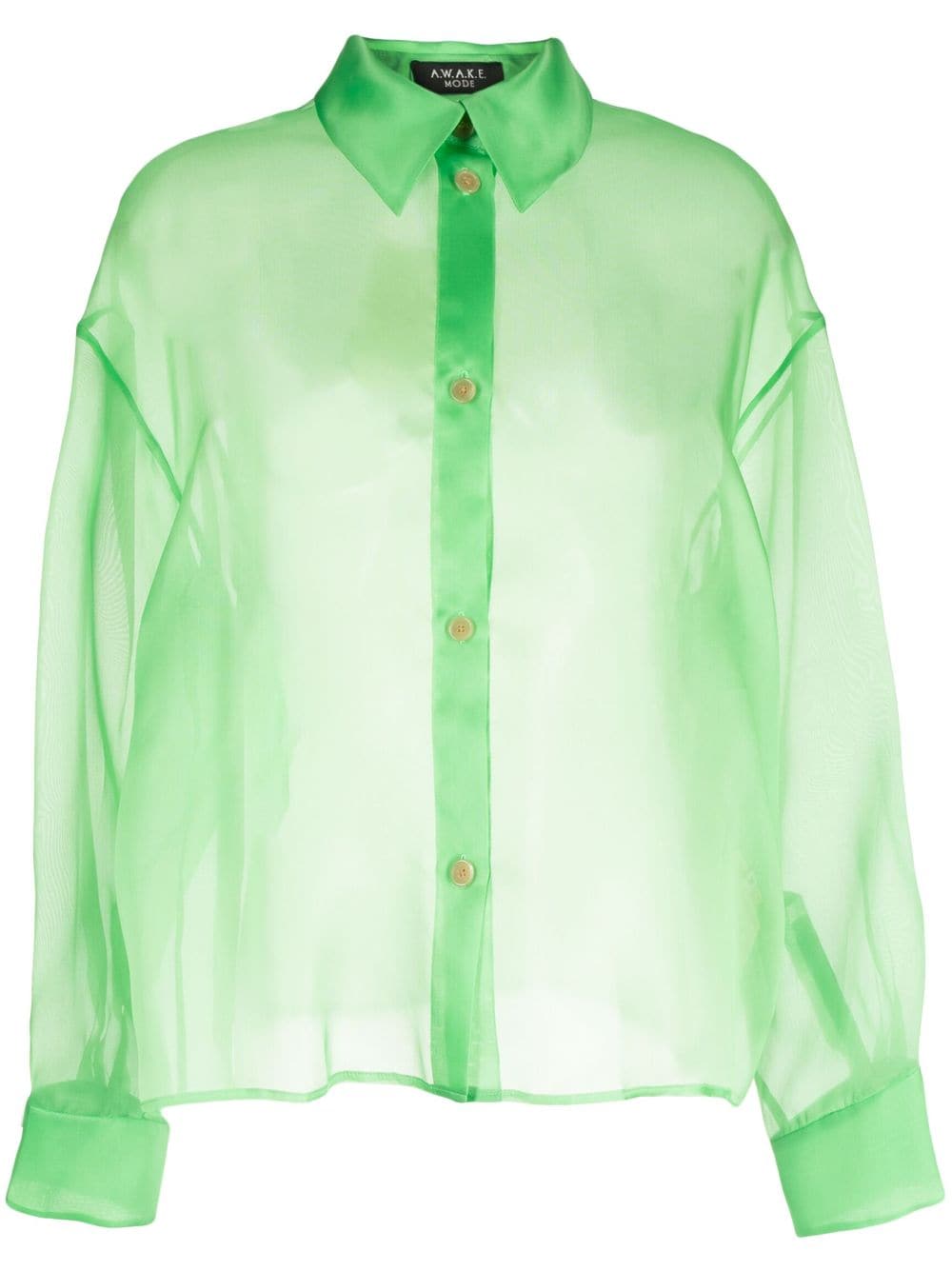 A.W.A.K.E. Mode semi-sheer silk-organza shirt - Green von A.W.A.K.E. Mode