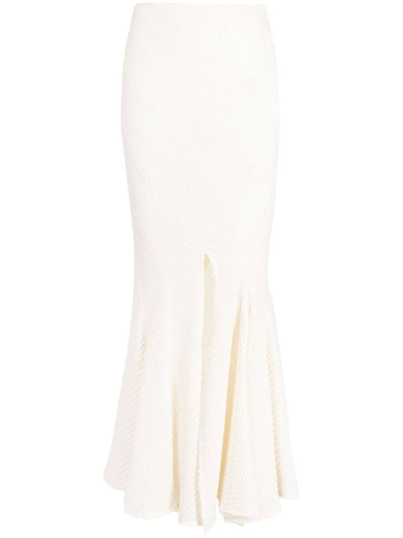 A.W.A.K.E. Mode waffle-knit pleated midi skirt - White von A.W.A.K.E. Mode