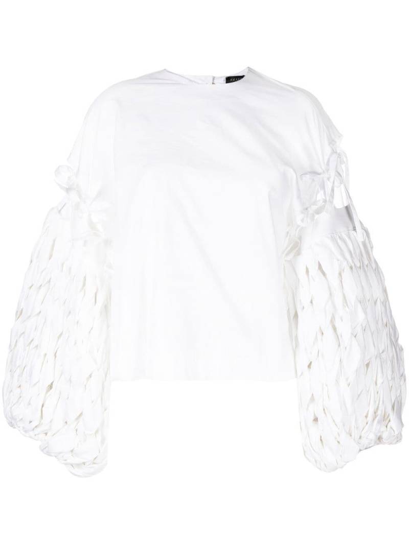 A.W.A.K.E. Mode woven puff-sleeve blouse - White von A.W.A.K.E. Mode