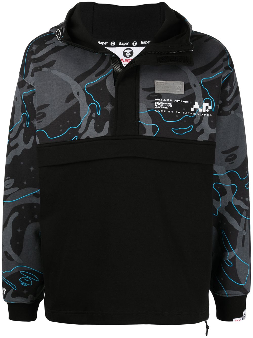 AAPE BY *A BATHING APE® abstract-print panelled hoodie - Black von AAPE BY *A BATHING APE®