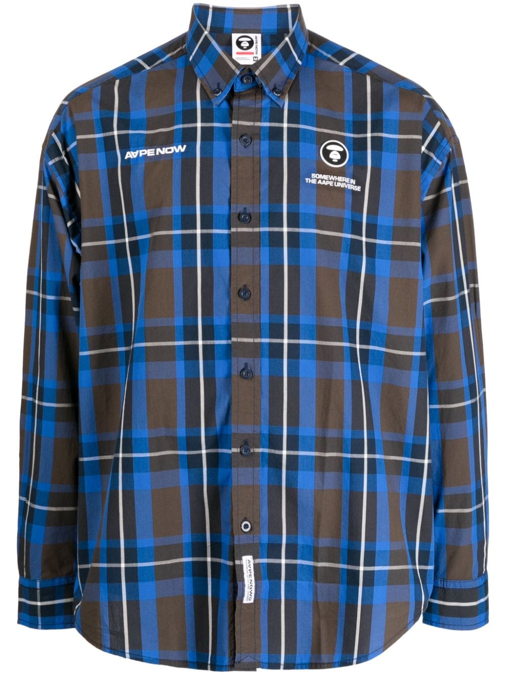 AAPE BY *A BATHING APE® check-print logo-print shirt - Blue von AAPE BY *A BATHING APE®